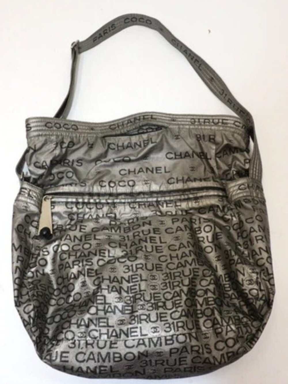 Chanel Silver 31 Rue Cambon CC Coco Graphic 2way Hobo Bag
